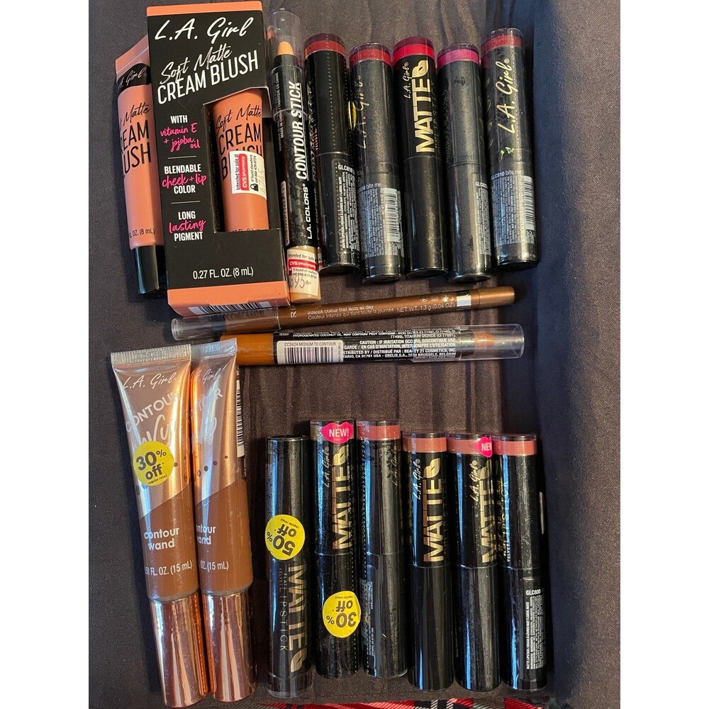 L.A. Girl Soft Matte Cream Blush & Matte Lipstick Bundle 18pc NEW